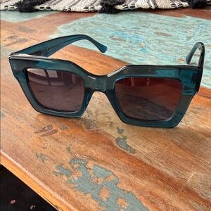DIFF translucent Classic Square Frame Women’s Sunglasses in Teal